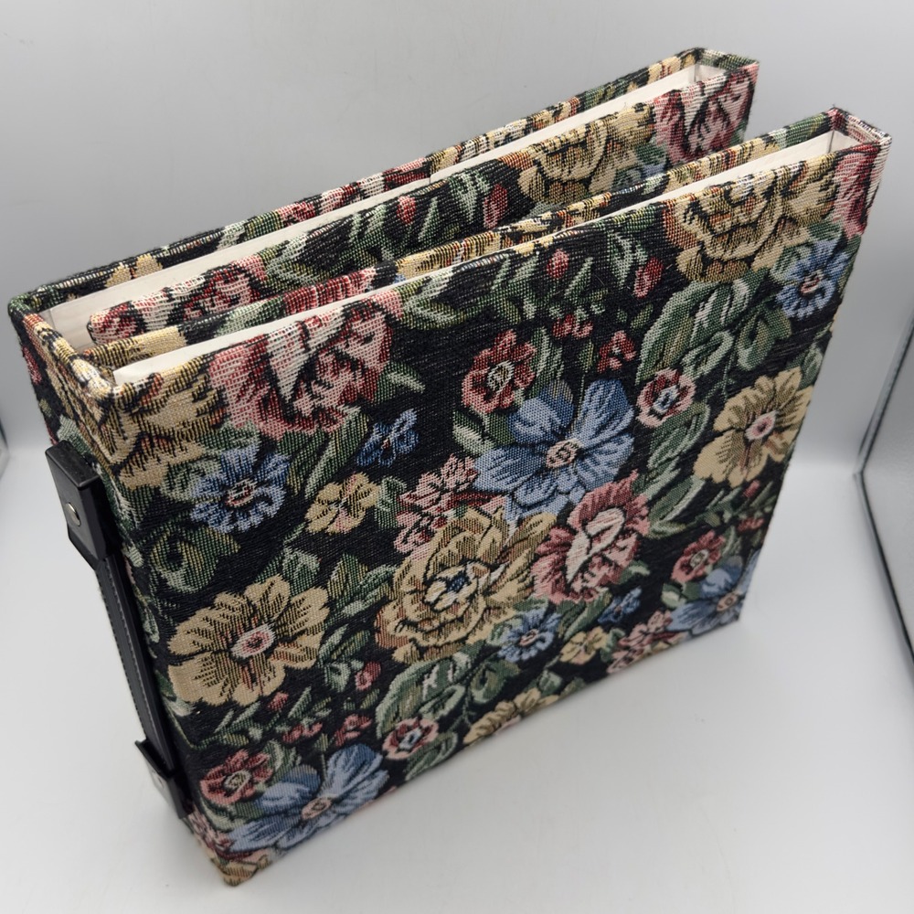 Floral Tapestry Photo Album Multicolor Foldable Quadruple Vintage Style Handle
